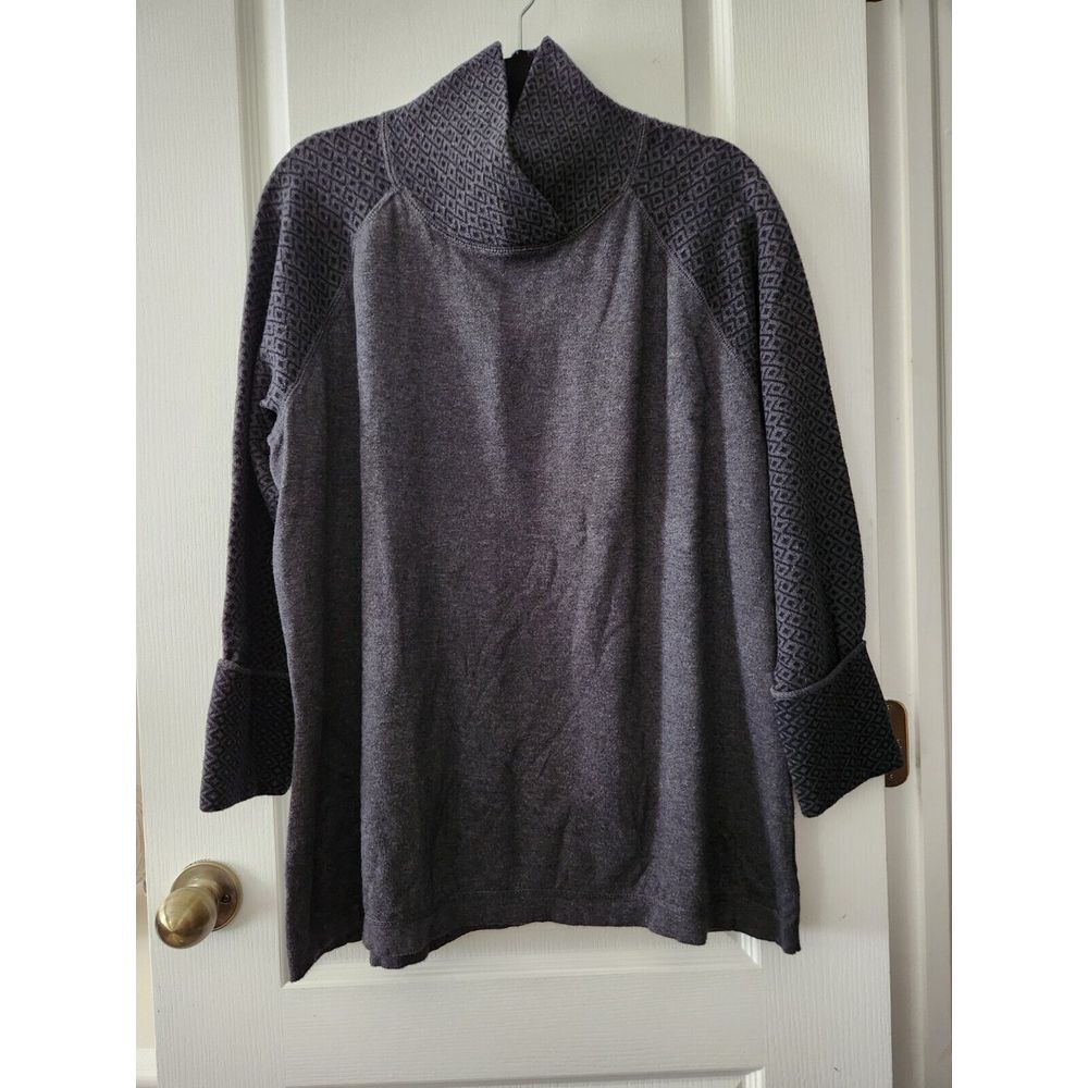 Akini Sweater Womens Gray‎ Cotton Blend Pullover Cuffed Sleeve Casual Size 2X